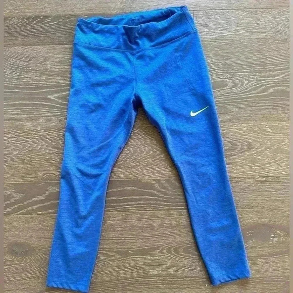 Women's Nike Fast Running Midrise Leggings Dri-Fit Drawstring Blue Size Medium - Picture 1 of 9